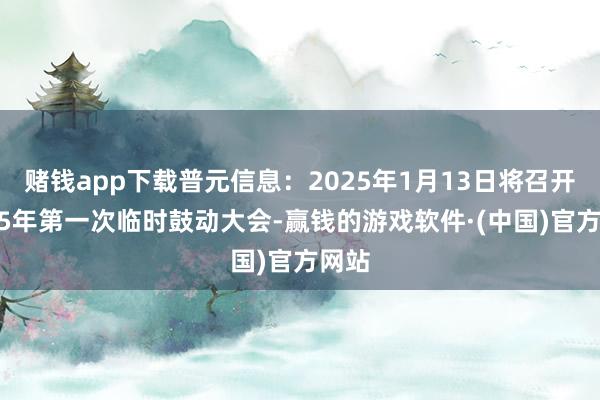 赌钱app下载普元信息：2025年1月13日将召开2025年第一次临时鼓动大会-赢钱的游戏软件·(中国)官方网站