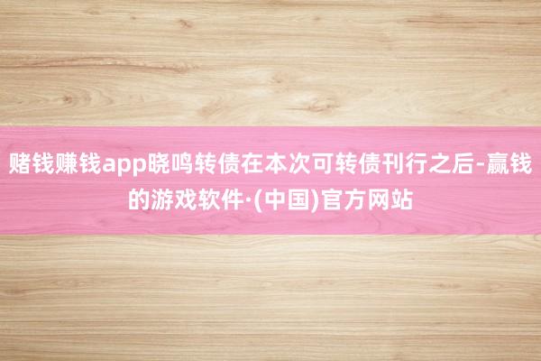 赌钱赚钱app晓鸣转债在本次可转债刊行之后-赢钱的游戏软件·(中国)官方网站